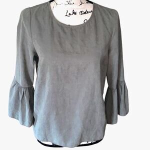 LISTICLE light gray green bell sleeve‎ blouse S